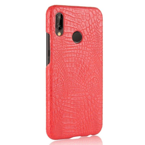 Huawei P20 Lite beskyttelsesetui i kunstlæder med krokodille tek Red