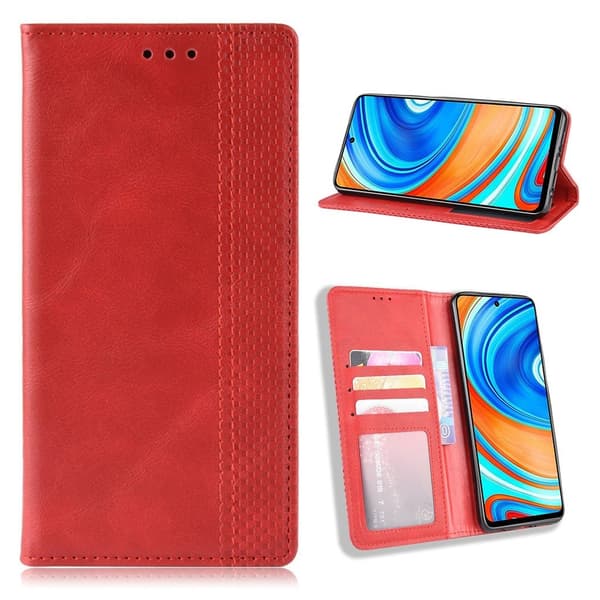 Bofink Vintage Xiaomi redmi Note 9S / Note 9 Pro / 9 Pro Max lærveske - Rød Red