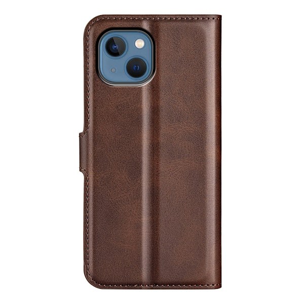 iPhone 14 læderetui med pung - Brun Brown