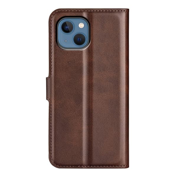 Skinn-etui i lommebok-stil for iPhone 14 - Brun Brown
