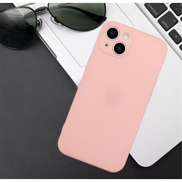iPhone 15 Straight Edge Phone Case Drop Resistant Flexible Precise Cutout Protective Cover - Lyserød Pink