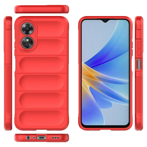 Mjukt greppformat Oppo A17 skal - Röd Röd