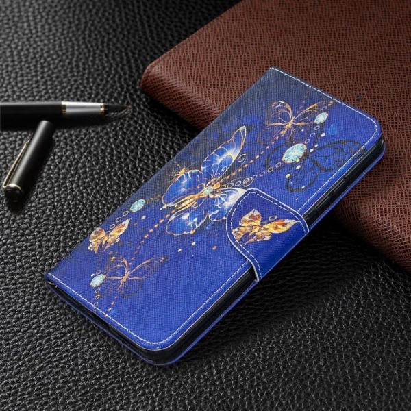 Wonderland Xiaomi Redmi 9C Flip etui - Dark blå sommerfugl Blue