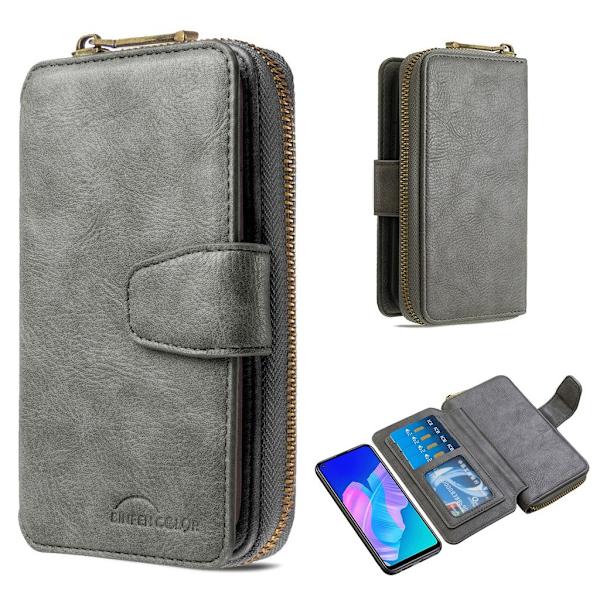 Zipper Wallet Huawei P40 Lite E kotelot - Harmaa Silver grey