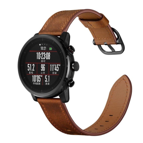 Amazfit / Stratos 2 / 2s nahkainen ranneke - Kahvi Brown