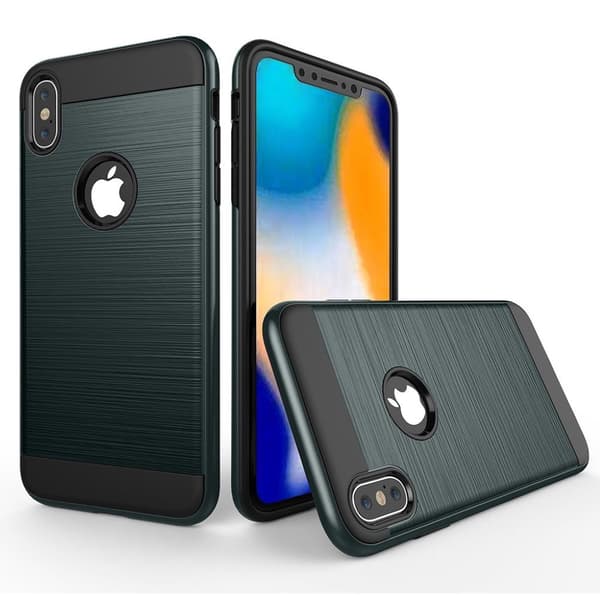 iPhone 9 beskytter dekslet af hybridmateriale med børstet tekstur - Mørke Blå Blue