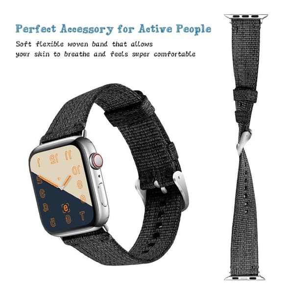 Apple Watch Series 4 44mm klockband av nylon - Svart Svart