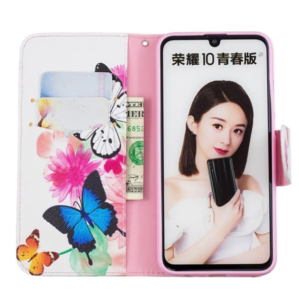 Wonderland Huawei P Smart 2019 flip-etui - Sommerfugler Og Blomster Multicolor