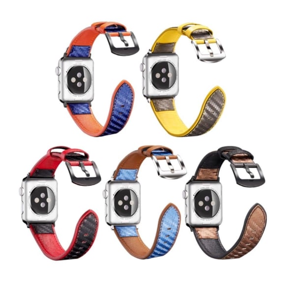 Apple Watch Series 8 (41mm) Klockarmband i kohudläder i kolfibermodell - Brun / Svart Brun