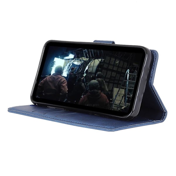 Huawei P30 Lite mat læder flip etui - Blå Blue