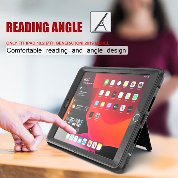 iPad 10.2 (2019) holdbar armor etui - Sort Black