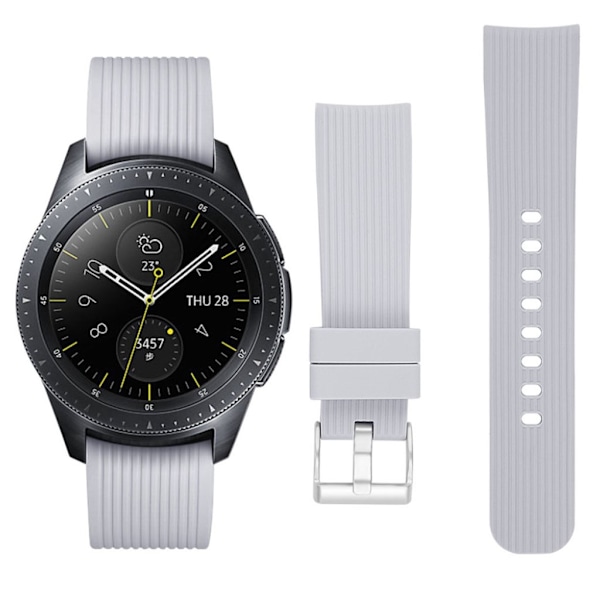 Samsung Galaxy Watch (42mm) erstatnings urrem i silikone med stribet tekstur - Grå Beige