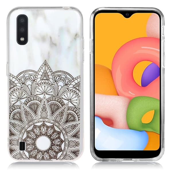 Marmormotiv Samsung Galaxy A01 skal - Grå Tribalmarmor Silvergrå