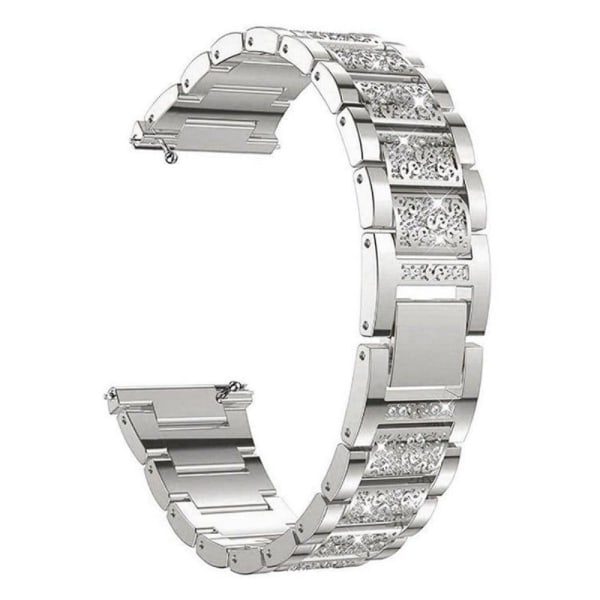 18mm Universal 3-bead rhinestone décor watch strap - Silver Silvergrå