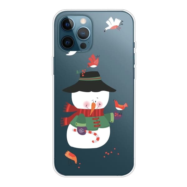 iPhone 16 Pro Fodral Julmönster Tryck Mjukt Flexibelt Telefonskydd - Snögubbe Vit