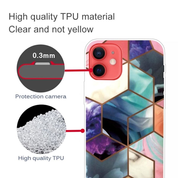 Marble iPhone 13 Mini Suojakotelo - Värikäs Cube Tile Multicolor