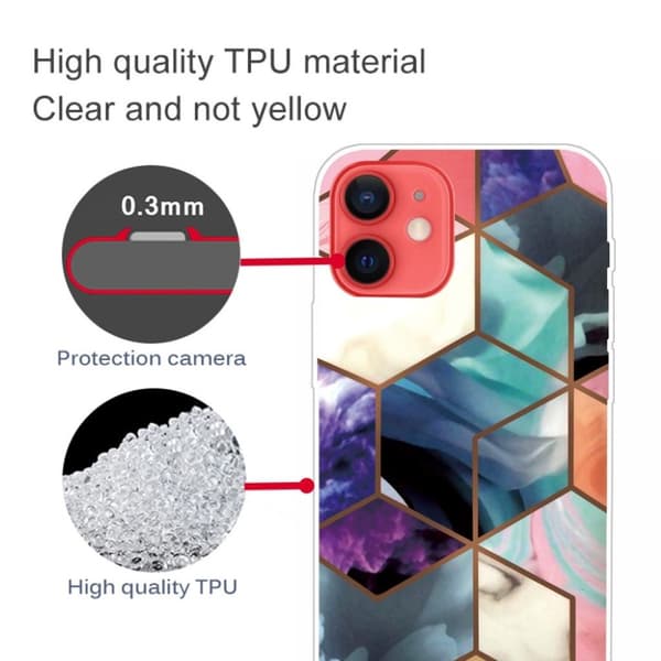 Marmordesign iPhone 13 Mini deksel - Fargerike Kubefliser Multicolor