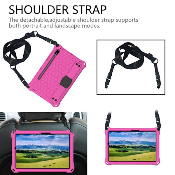 Honeycom mønster eva combo etui til Samsung Galaxy Tab S7 - Rose / sort Pink