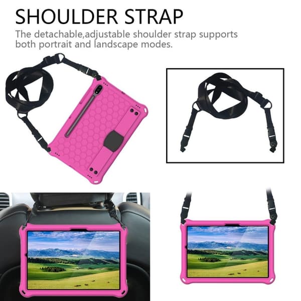 Honeycom Mønster Eva Combo Etui til Samsung Galaxy Tab S7 - Rose / Svart Pink