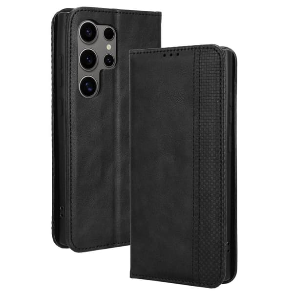 Bofink Vintage Samsung Galaxy S24 Ultra nahkakotelo - Musta Black