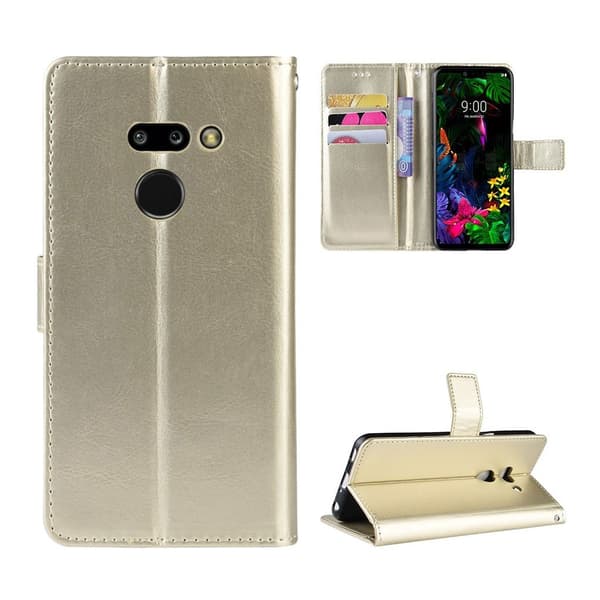Crazy Horse LG G8 ThinQ læretui - gull Gold