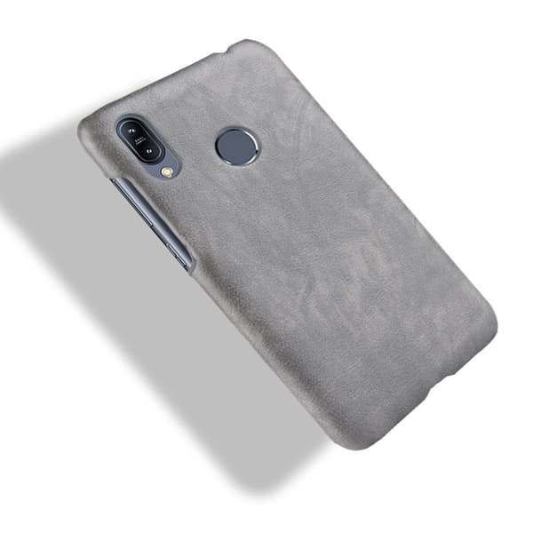 Asus ZenFone Max (M2) litsi pintainen nahkainen suojakotelo - Harmaa Silver grey