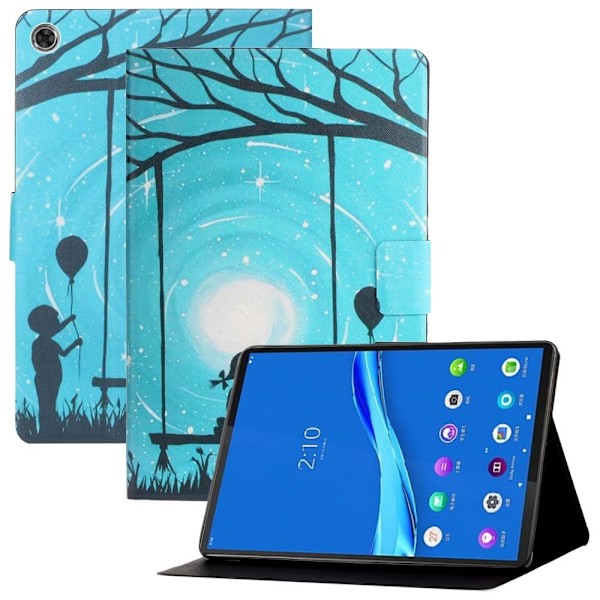 Samsung Galaxy Tab A8 10.5 (2021) læderetui med cool mønster - Elskende På Nattehimlen Blue