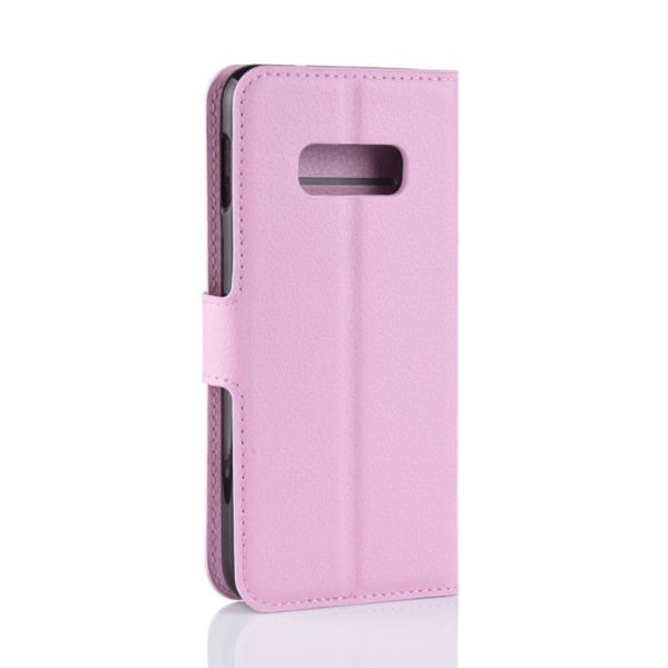 Samsung Galaxy S10e litchi skin læder flip etui - Lyserød Pink