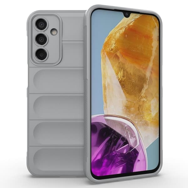 Mjukt greppformat Samsung Galaxy M15 skal - Ljusgrå Silvergrå