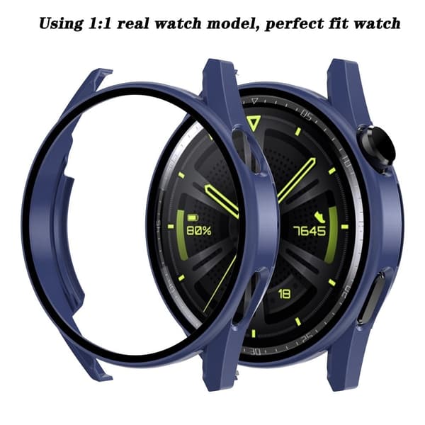 Huawei Watch GT 3 (46mm) electroplating frame with tempered glass - Dark Blue Blå