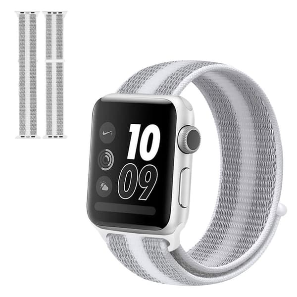 Apple Watch Series 5 44 mm vanntett nylonklokkebånd - Stripe Hvit Silver grey