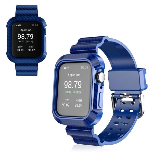 Apple Watch Series 5 / 4 44mm kulfiber silikone urrem - Blå Blue