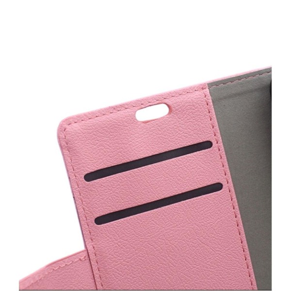 Læder-etui til HTC Desire 530 med kortholder - Lyserød Pink