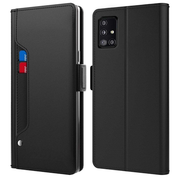 Phone Suojakotelo With Make-up Mirror And Slick Design For Samsung Galaxy A71 5G - Musta Black