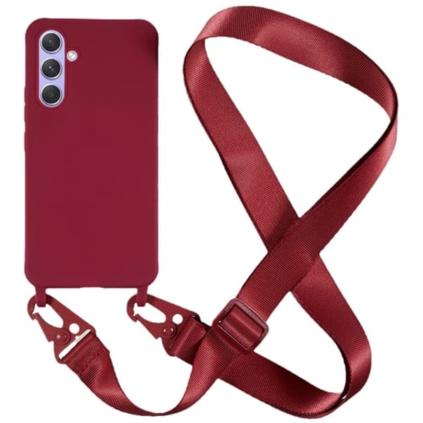 Tynt TPU-deksel med matt finish og justerbar stropp til Samsung Galaxy A54 - Rød Red
