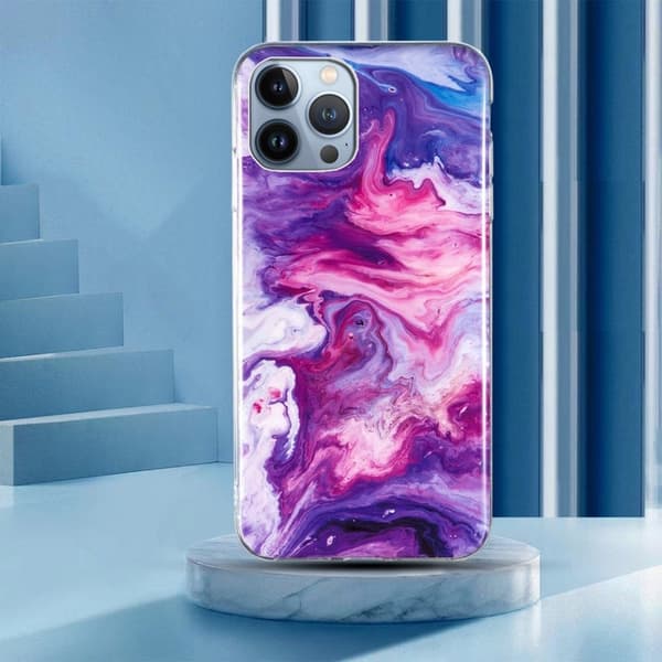 Marmormotiv iPhone 15 Pro skal - Röd Röd