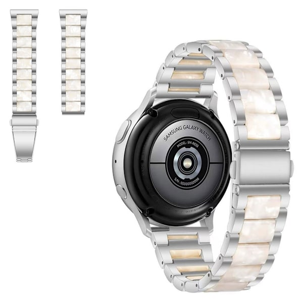 22 mm Universal jazzy tre pärlor resin klockarmband i rostfritt stål - Silver / Pärlvit Vit