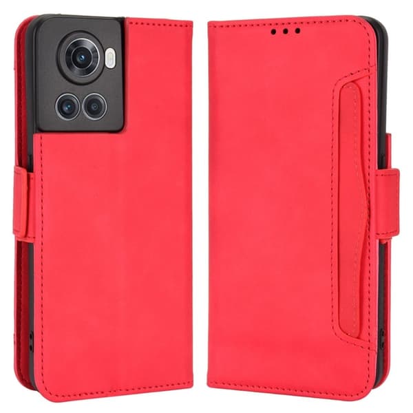 Modernt OnePlus 10R / OnePlus Ace fodral med plånbok - Röd Röd