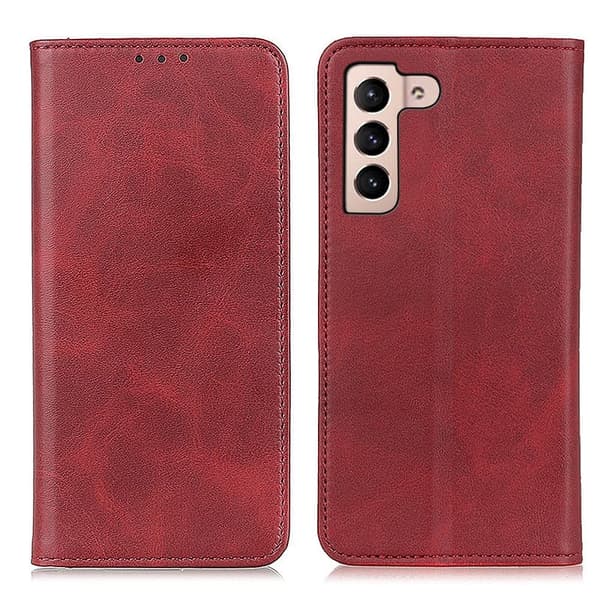 Wallet-style Genuine Leather Flipcase For Samsung Galaxy S22 Plus - Punainen Red