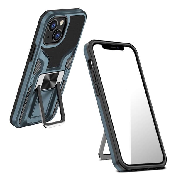 Armor Series Kickstand Support Car Mount Hybrid Hard Bumpresistent Soft Flexible stødsikkert Protective Cover iPhone 13 mini 5.4 inch - Blå Blue