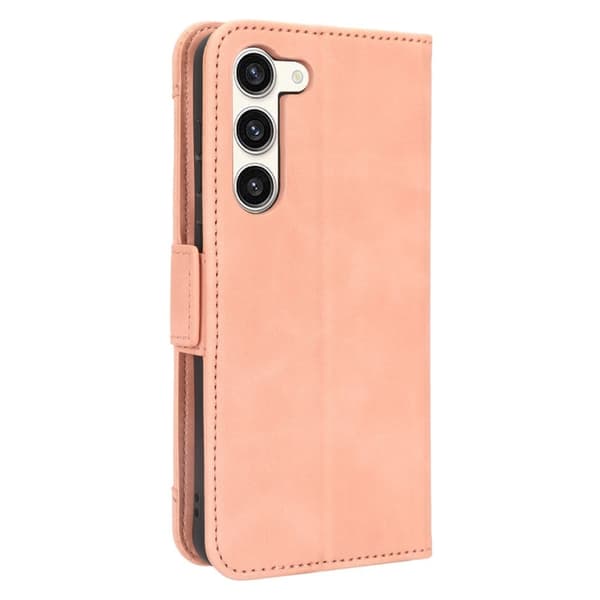 Stilfuldt Læder Etui med Pung til Samsung Galaxy S23 - Lyserød Pink