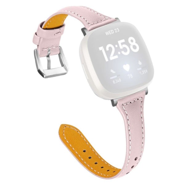 Fitbit Sense / Versa 3 ægte læder rem - pink Pink