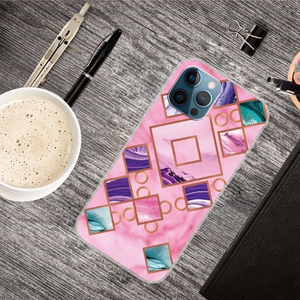 Marble design iPhone 14 Pro cover - Rose I Diamantform Multicolor
