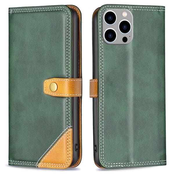 BINFEN tofarget læretui for iPhone 14 Pro Max - Grønn Green