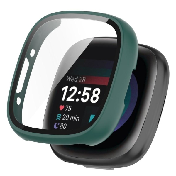 Fitbit Sense 2 / Versa 4 cover with tempered glass - Green Grön