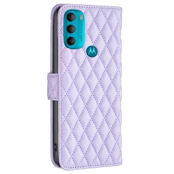 Rombemønster, matt flip-deksel for Motorola Moto G71 5G - Lilla Purple