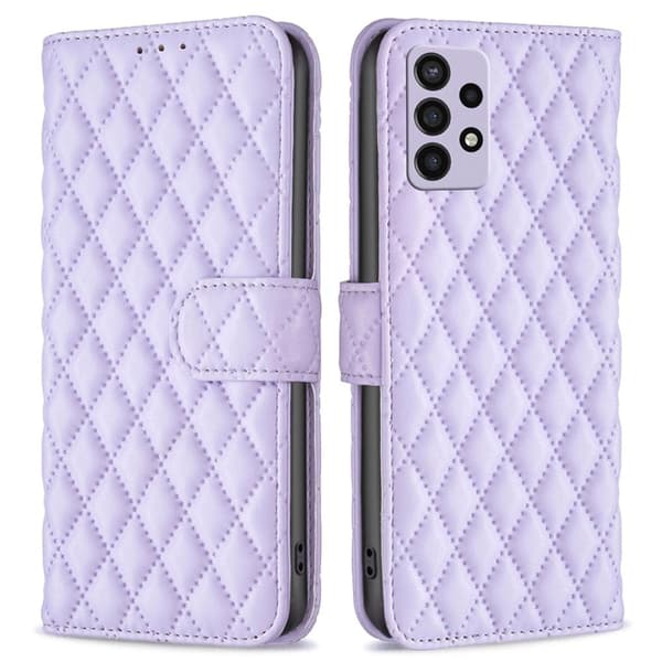 Rombemønster, matt flip-deksel for Samsung Galaxy A72 5G - Lilla Purple