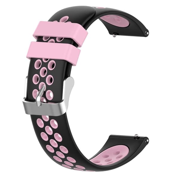 22 mm universal tofarvet silikone-urrem - Sort / Lyserød Multicolor