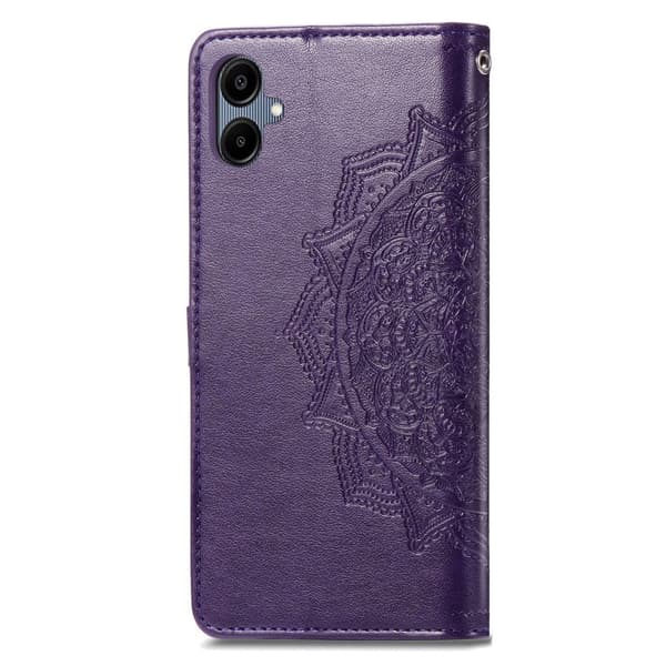 Mandala Samsung Galaxy A06 nahkakotelo - Violetti Purple