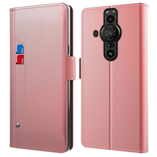 Phone Suojakotelo With Make-up Mirror And Slick Design For Sony Xperia Pro-I - Ruusukulta Pink